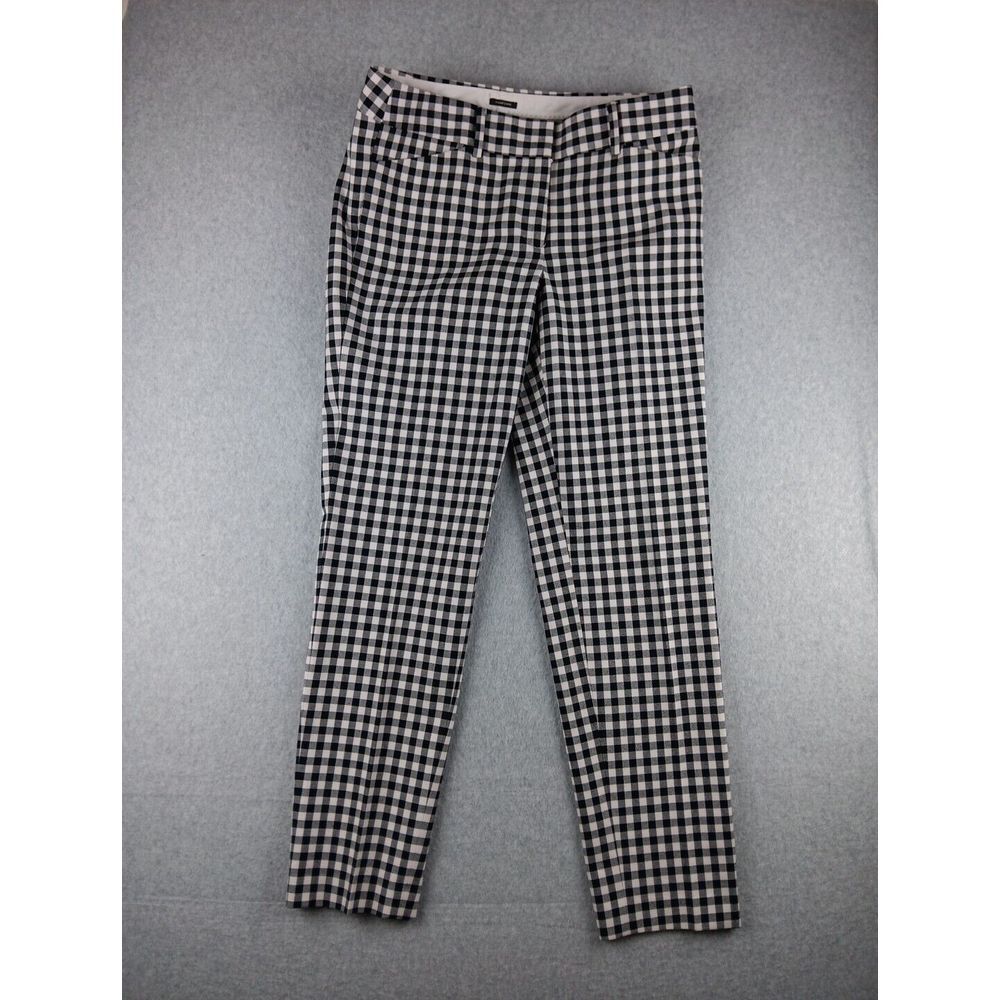 Talbots Size 4 Hampshire Ankle Black White Buffalo Gingham Plaid Check Pants EUC